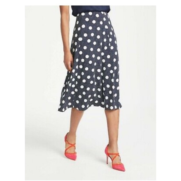 Boden Dresses & Skirts - BODEN Floaty Polka Dot Midi Skirt navy/white new